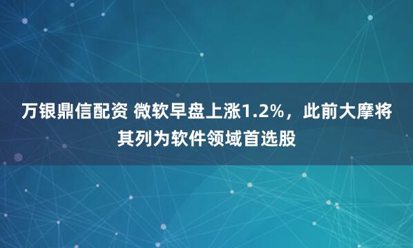 萬銀鼎信配資 微軟早盤上漲1.2%，此前大摩將其列為軟件領域首選股